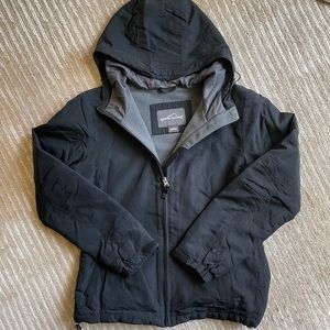 Black Mid-weight Eddie Bauer Jacket, with hood and fleece lining, size small